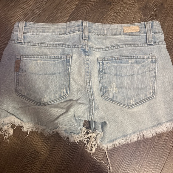 PAIGE Light Blue Frayed Jean Shorts - Picture 2 of 2